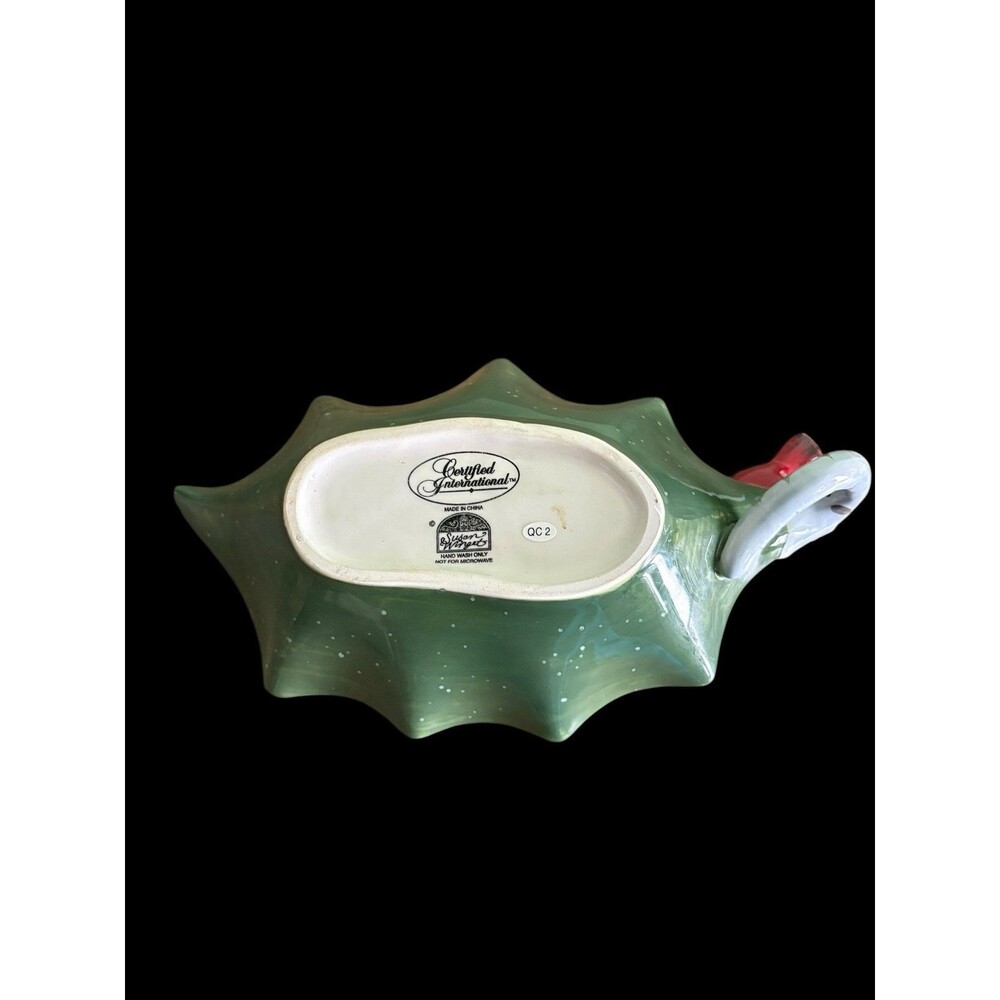 Certified International Susan Winget Cardinal Holly Leaf Candy Dish Christmas - Picture 8 of 9